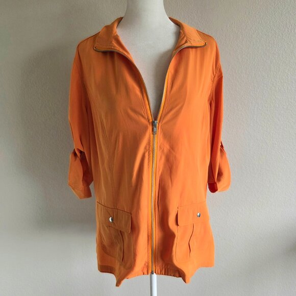 NEW Additions by Chico's Brielle Jacket Zip Front Lightweight Orange Size 1 M - Picture 1 of 9